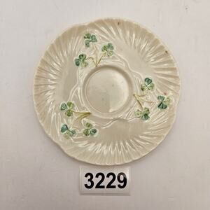 BELLEEK IRELAND SHAMROCK LIMPET TEA CUP SAUCER 4.5" GREEN MARK